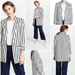 Alice + Olivia Striped Oversized Blazer Black White Size XS